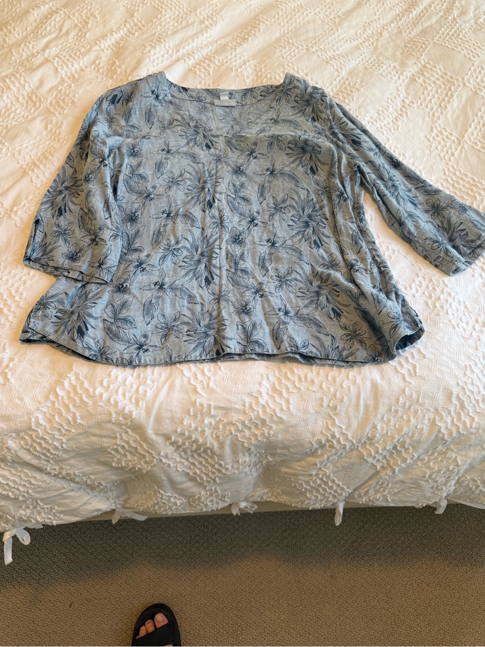 J. Jill Blue Floral Scoop-Neck Tunic
